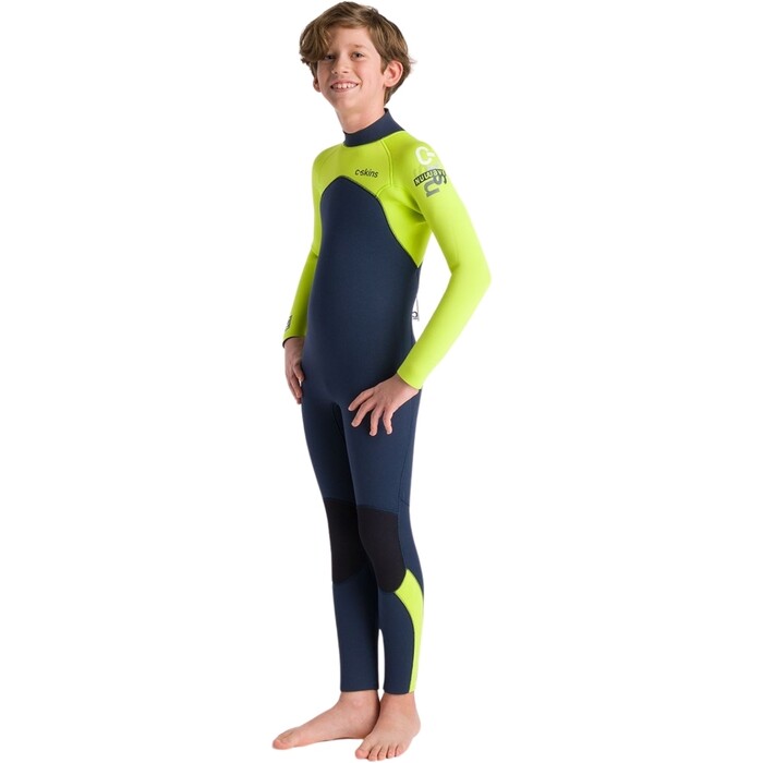 2024 C-Skins Junior NuWave Legend 5/4/3mm Back Zip Wetsuit C-NLE54JBZ - Bluestone / Lime / Multi